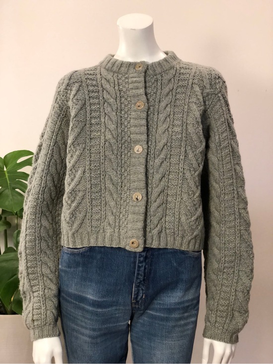 J. Crew Sweaters - J.Crew 80s 90s Boxy Chunky Cable Knit Sage Green Cardigan Sweater - M